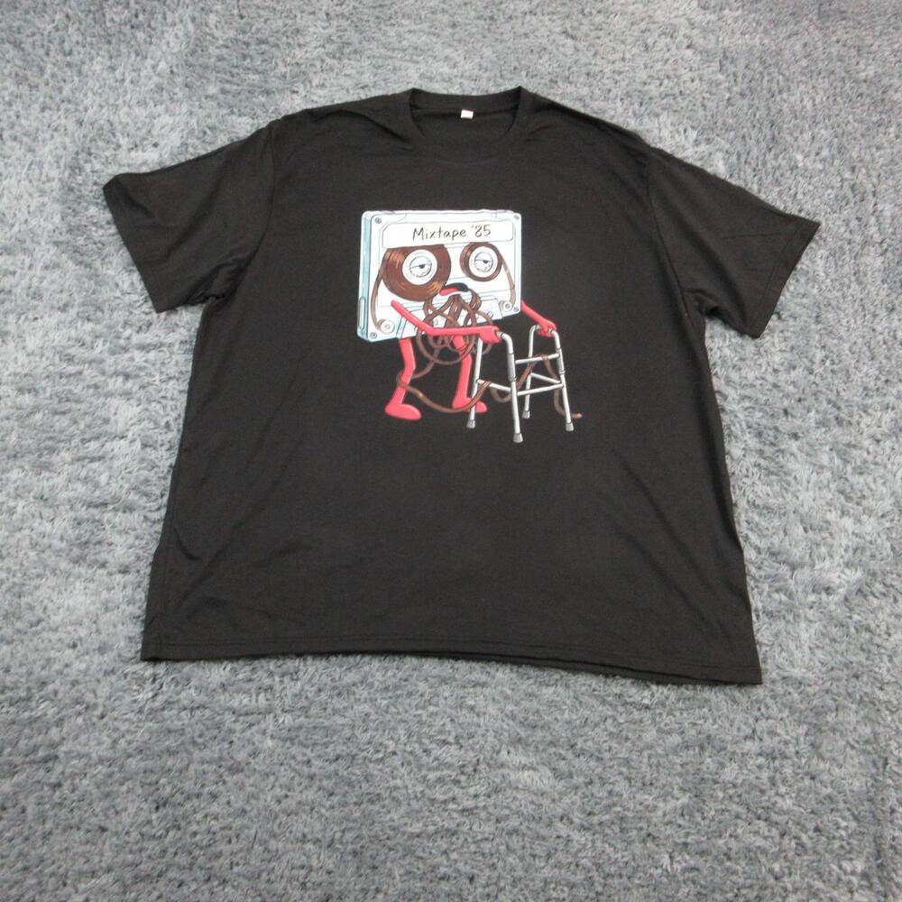 Fashion Shirt Mens 3XL Black Mixtape '85 Cassette Graphic Crewneck Cotton Tee